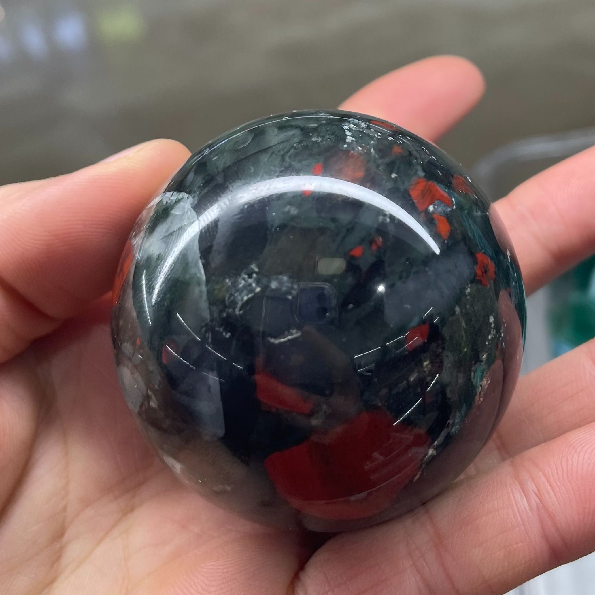 Natural 25mm Dragon’s Blood Stone Crystal Sphere