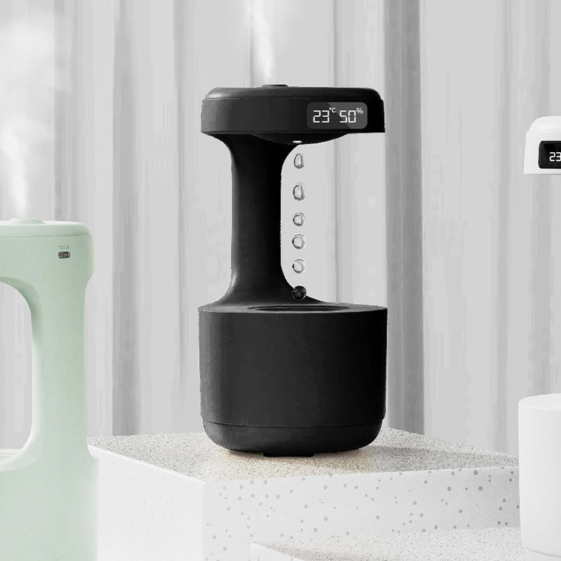 Anti-Gravity Water Drop Humidifier with Clock