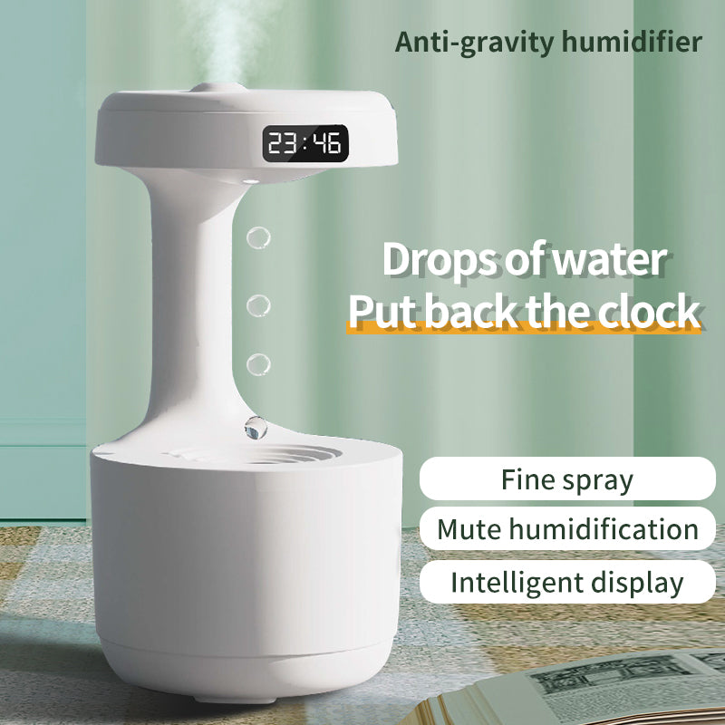 Anti-Gravity Water Drop Humidifier with Clock