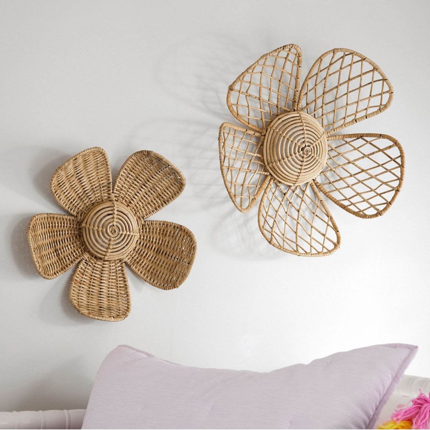 Floral Woven Rattan Wall Hanging