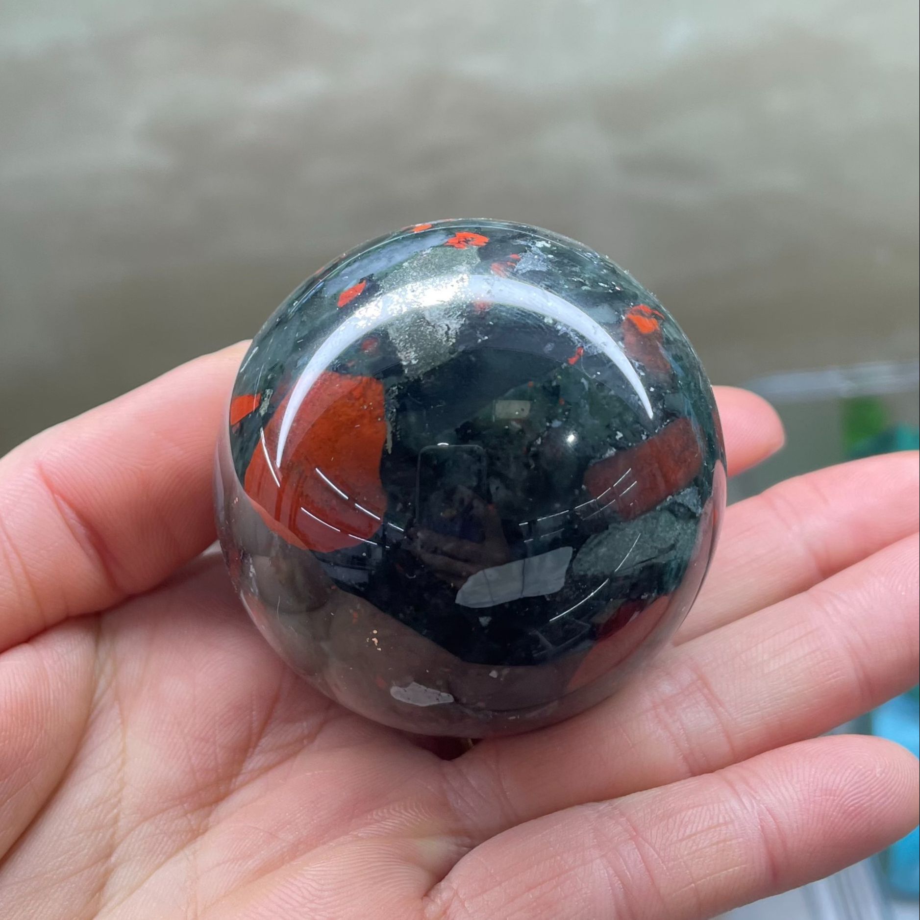 Natural 25mm Dragon’s Blood Stone Crystal Sphere