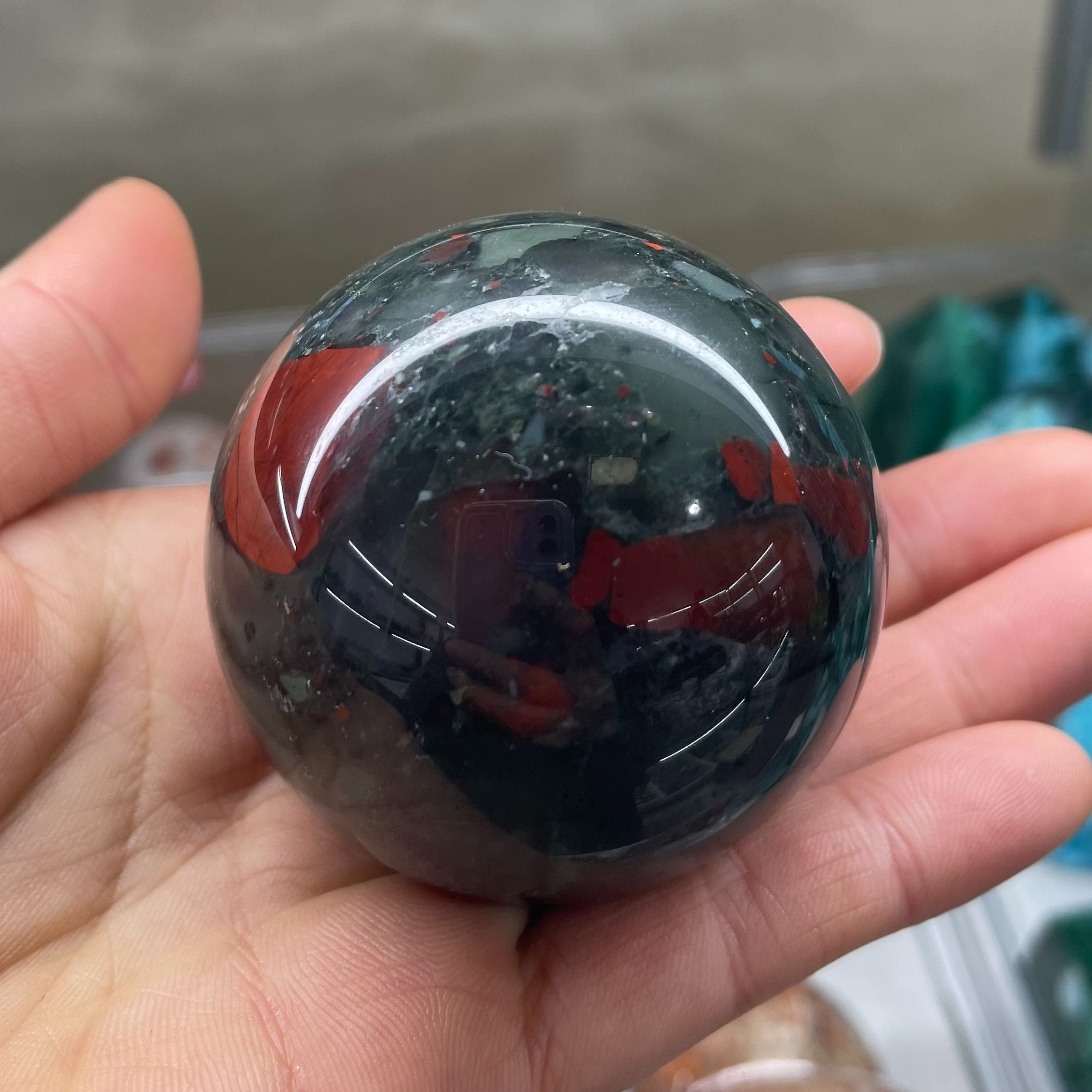 Natural 25mm Dragon’s Blood Stone Crystal Sphere