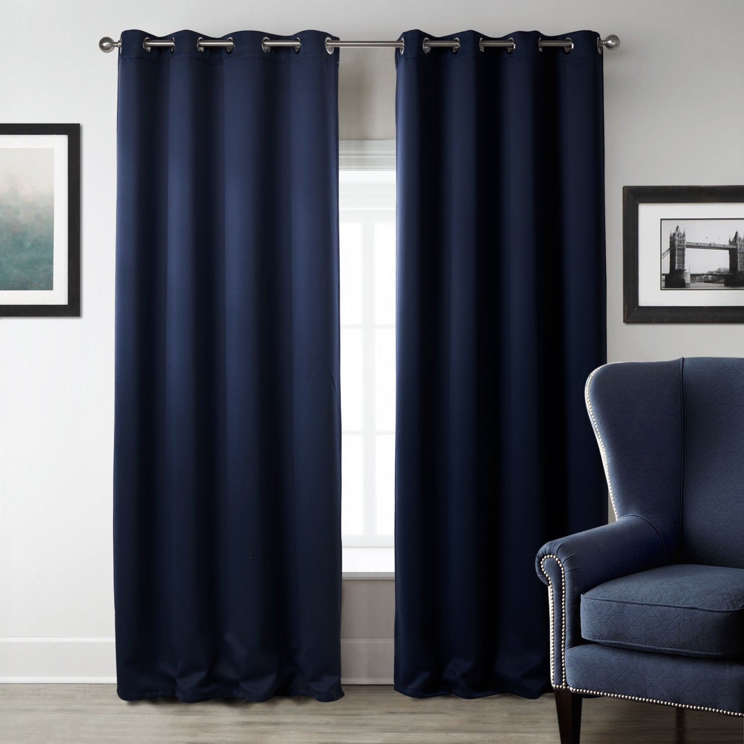 Dark Blue Blackout Bedroom Curtains