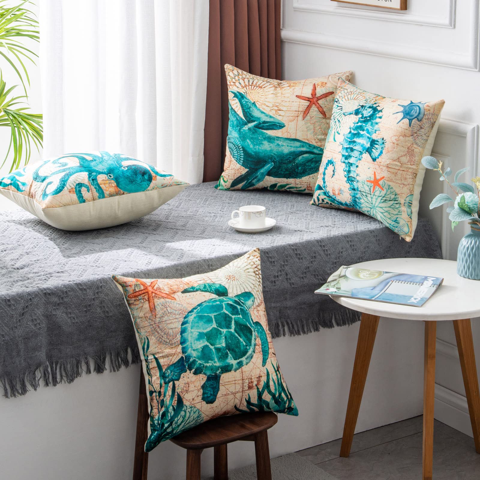 Sea Turtle Printed Cushion Covers