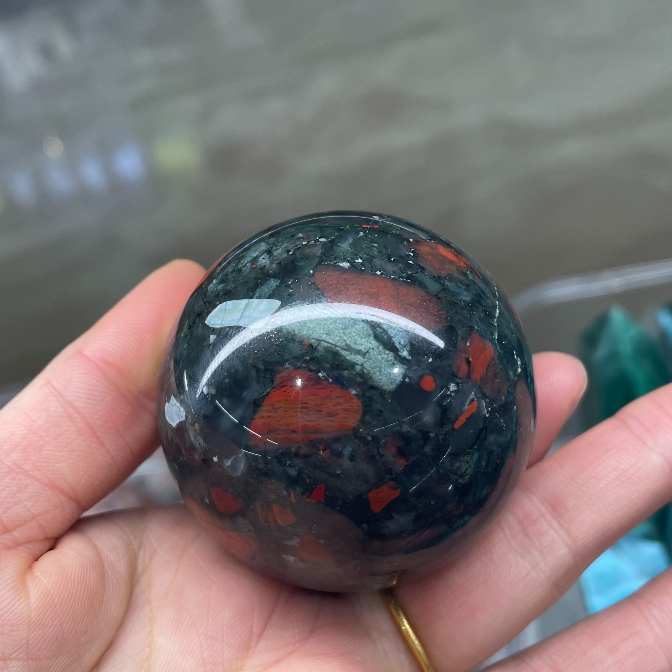 Natural 25mm Dragon’s Blood Stone Crystal Sphere