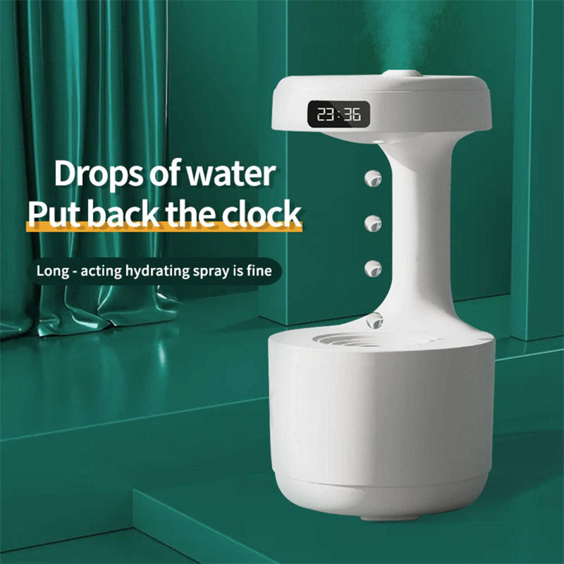 Anti-Gravity Water Drop Humidifier with Clock