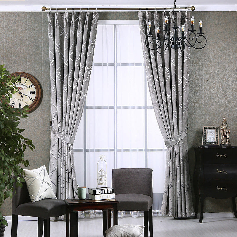 Solid Color Modern Luxury Chenille Blackout Curtains